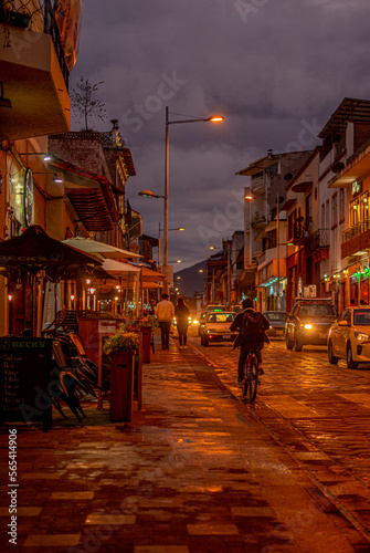 Cuenca tourist city at night in its streets and its churches