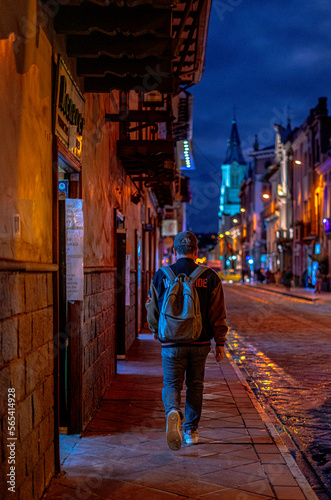 Cuenca tourist city at night in its streets and its churches