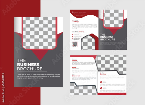 Professional red color Business Bi Fold Brochure Design Template for your Company  Corporate  Business  Advertising  Marketing  Agency  and Internet business.