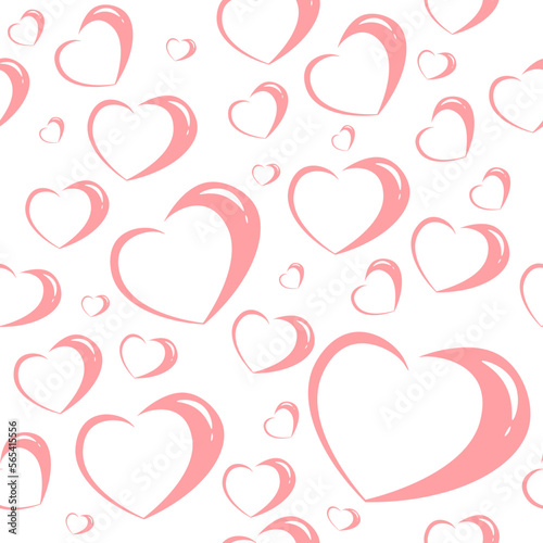 Seamless pattern pink hearts. Valentine's Day. Vector illustration