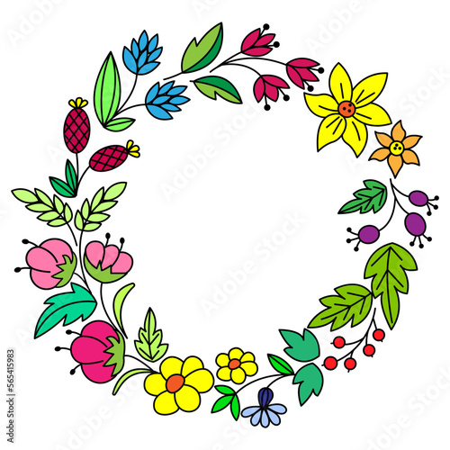 Floral wreath. Frame from colorful flowers can be used as creating card, invitation card for wedding,birthday and other holiday and cute summer background.