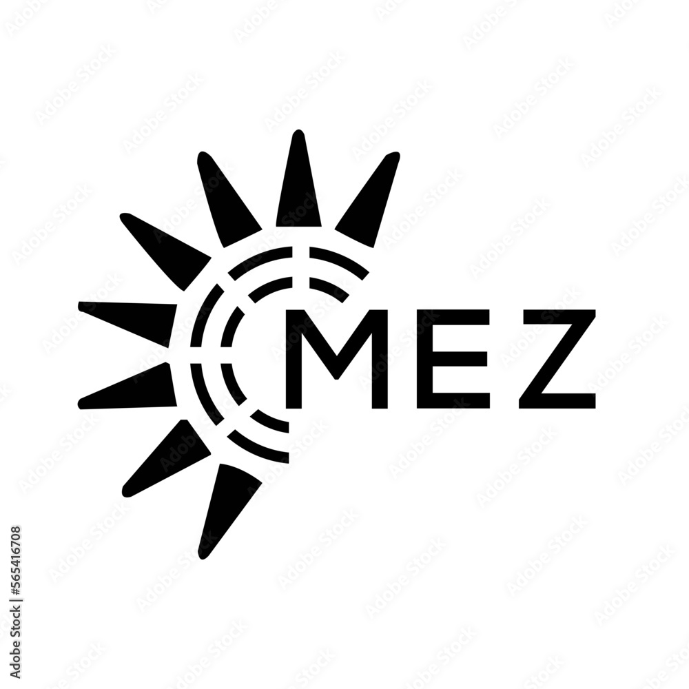 MEZ letter logo. MEZ image on white background and black letter. MEZ