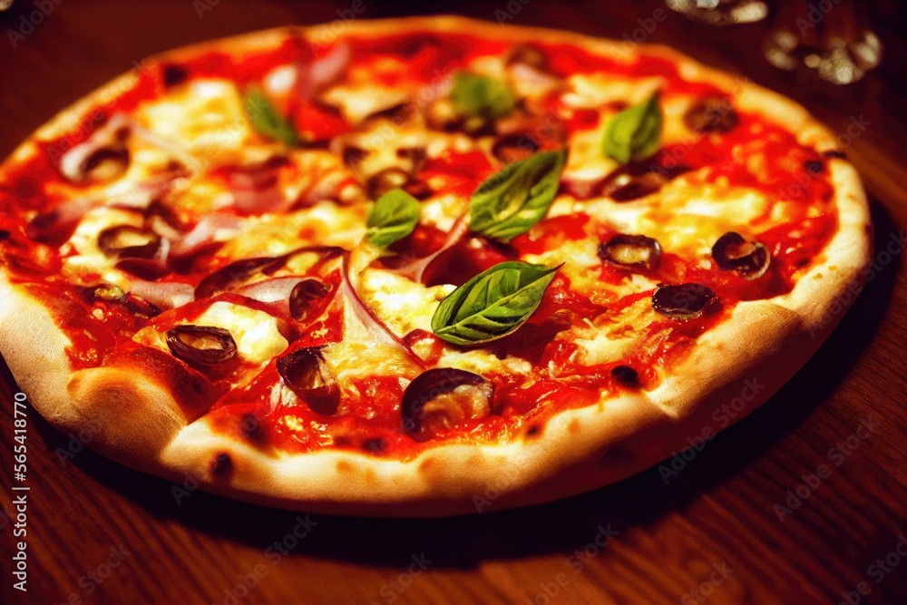 Illustration of a Pizza - Created with generative AI Technology Illustration of a Pizza - Created with generative AI Technology