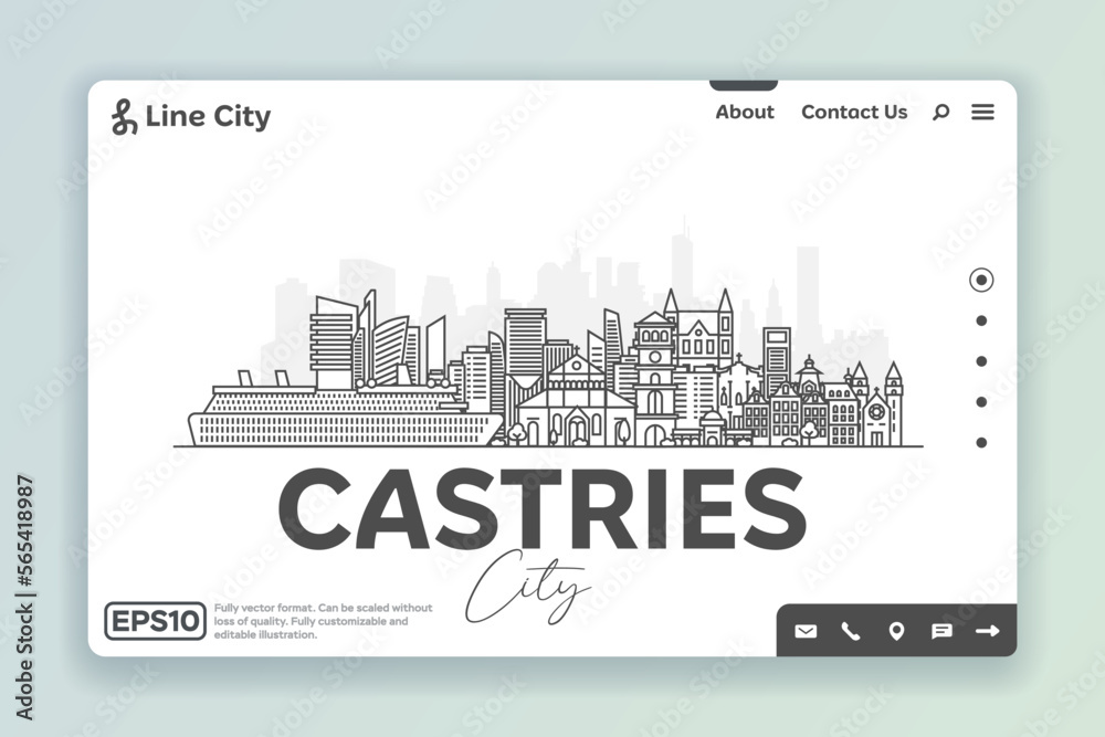 Castries, Saint Lucia architecture line skyline illustration. Linear vector cityscape with famous landmarks, city sights, design icons. Landscape with editable strokes. Castries, Saint Lucia architecture line skyline illustration. Linear vector cityscape with famous landmarks, city sights, design icons. Landscape with editable strokes.