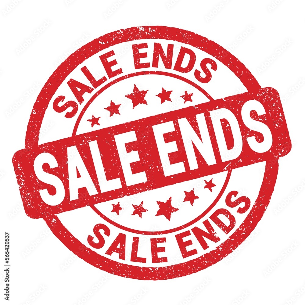 SALE ENDS text written on red round stamp sign. SALE ENDS text written on red round stamp sign.
