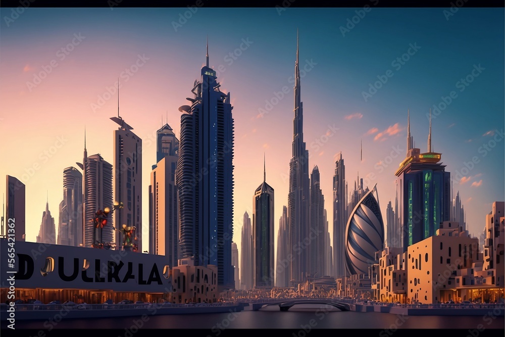 Obraz premium Dubai city in 3D cartoonish model