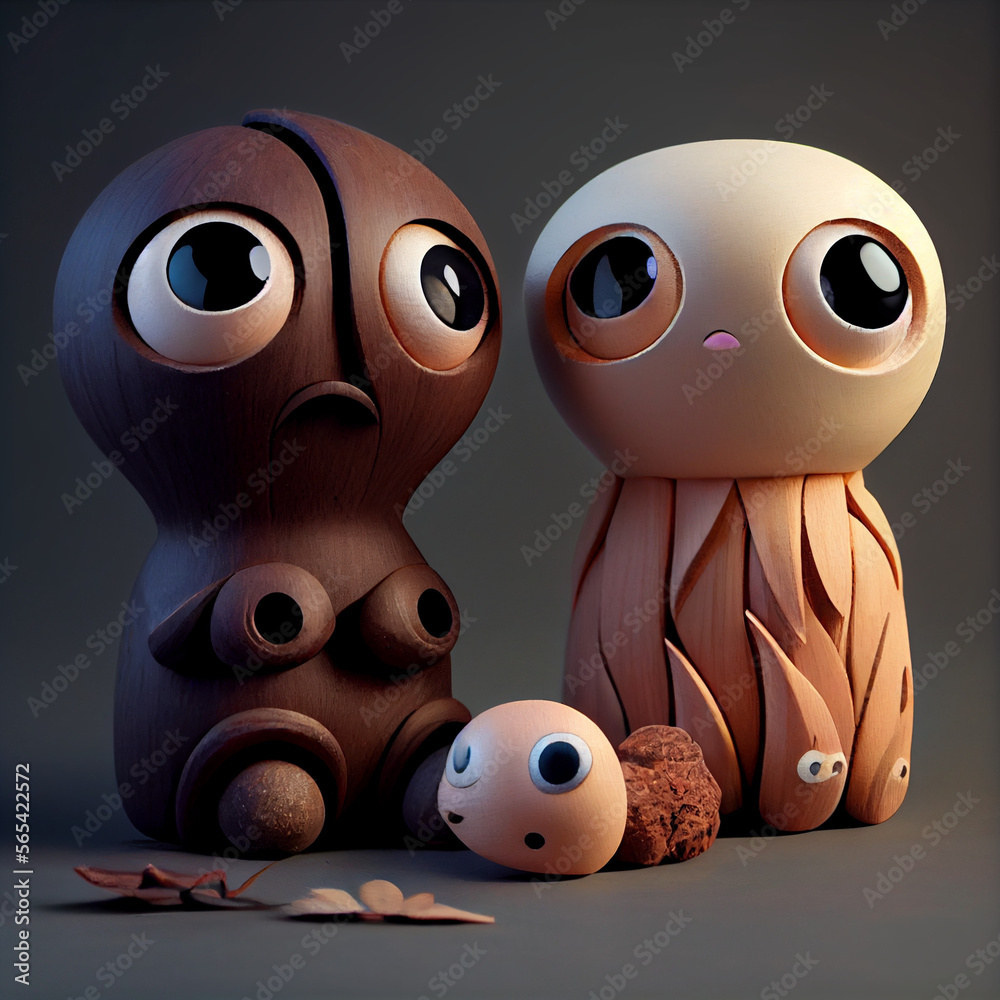 Fototapeta premium Cute wodden characters