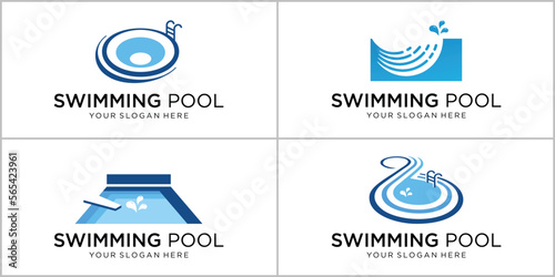 collection of swimming pool logo design template. inspirations swimming pool logotype.
