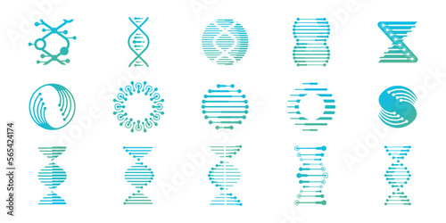 icon set Vector DNA genetic logo design template for science technology logo inspiration. vector illustration.