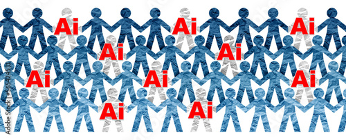 Foto Displaced By Artificial Intelligence and Ai replacing human workers due to jobs