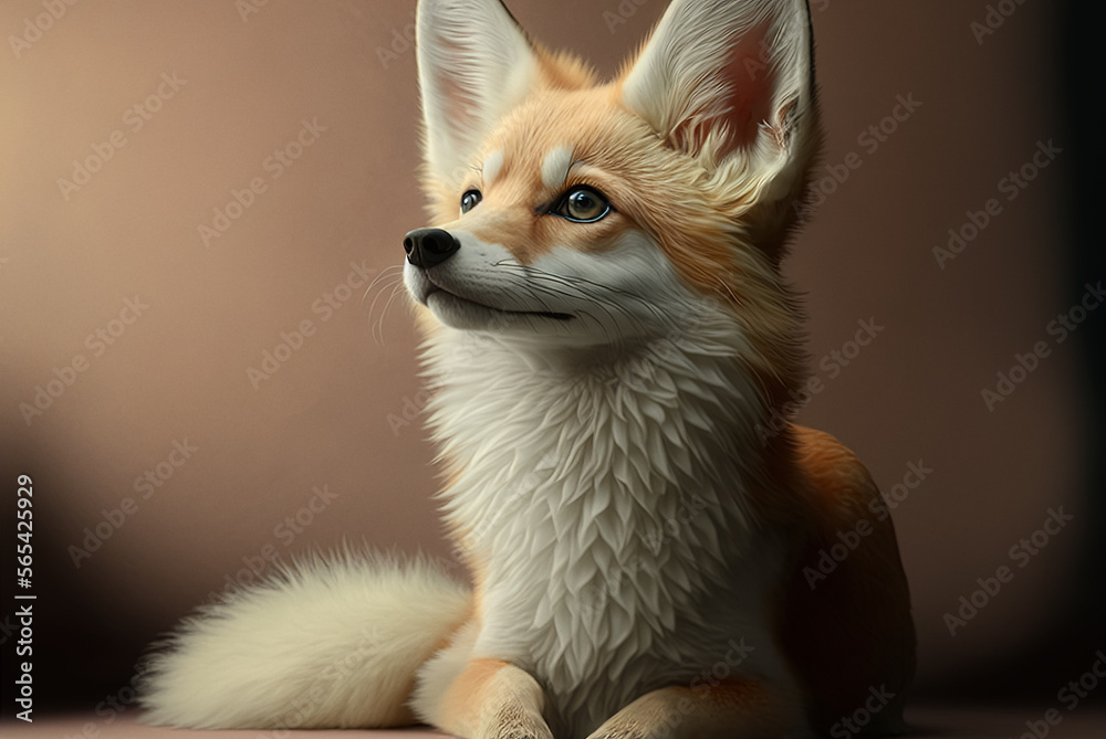 Obraz premium Cute furry fox sitting. AI generated