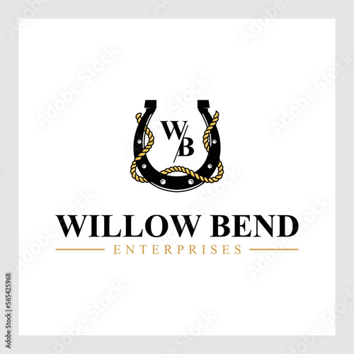 horseshoe logo and initials letter wb logo