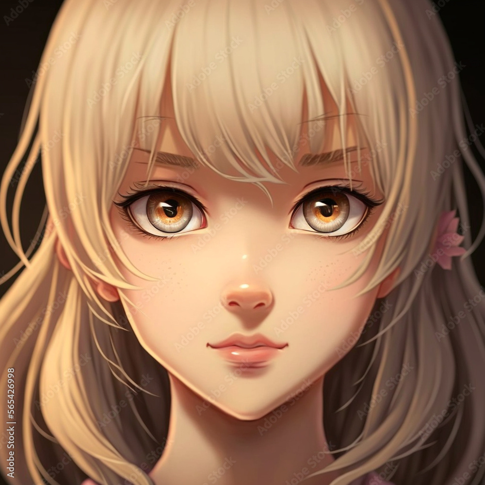 Portrait of a cute girl in anime style