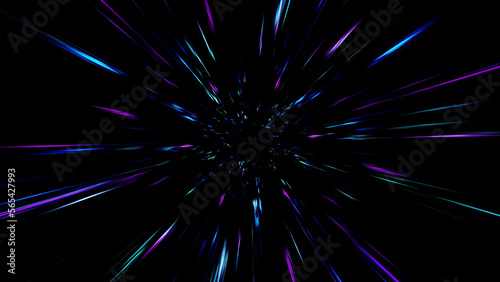 Fast speed overlay effect of neon color line particles