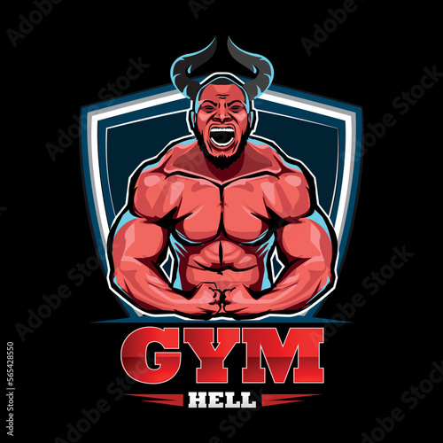 LOGO VECTOR GIMNASIO CULTURISTA ILUSTRACIÓN 