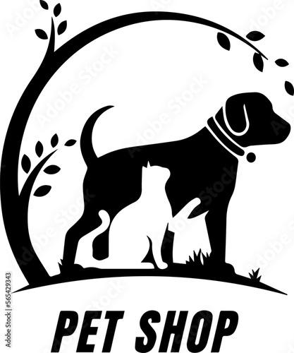 Pet shop logo design template, Logo pet, Pet shop logo, Animals cat, dog, Pet Care Logo, parrot icon. Vector illustration
