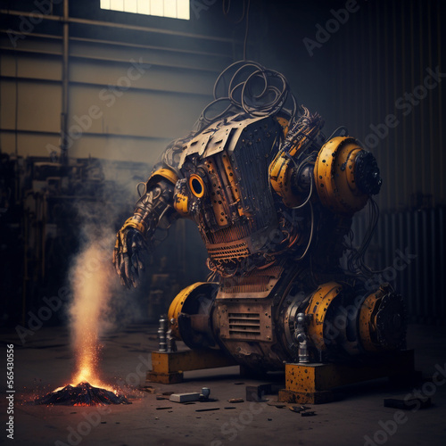 Industrial Robot as a cartoon character 