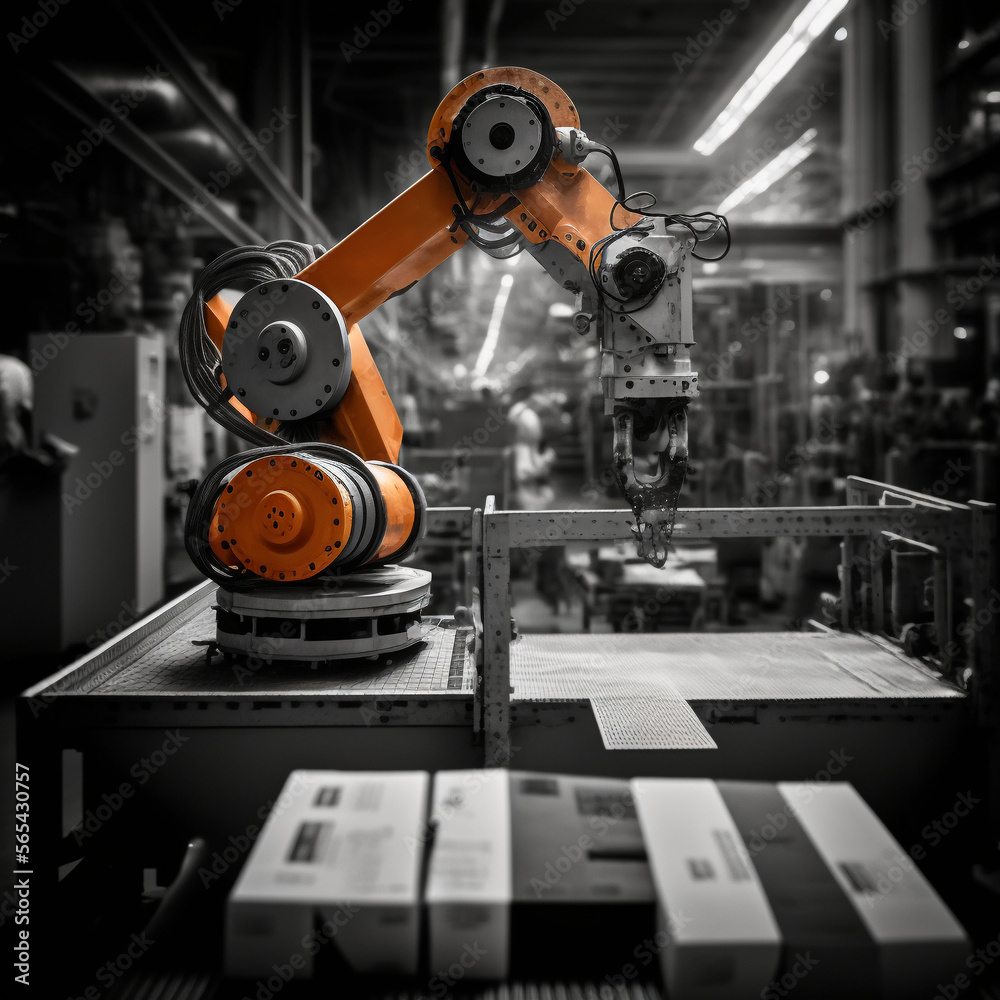 Fototapeta premium robot arm working in industrial plant