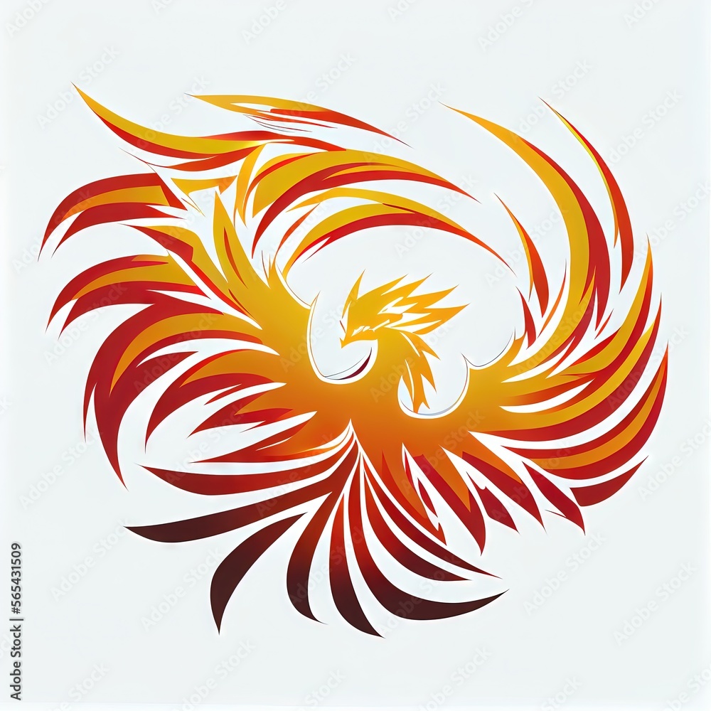 Phoenix Bird Polychromatic Logo Design - fiery bird that burns to ashes and is reborn. Also represents the city of Phoenix, Arizona
