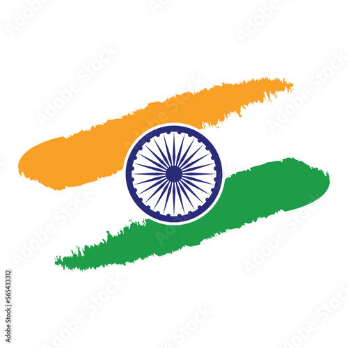 Indian flag brush stroke tricolor with Ashok chakra vector illustration eps