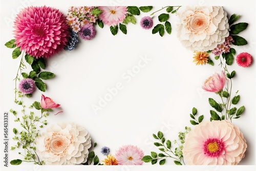  a white background with a bunch of flowers on it and a white frame with a white background with a bunch of flowers on it and a white background with a white border.  generative ai
