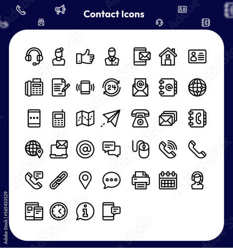 Contact line icons set. Basic contact icon. Contact editable stroke icons. Vector . AI and EPS - Custom photo