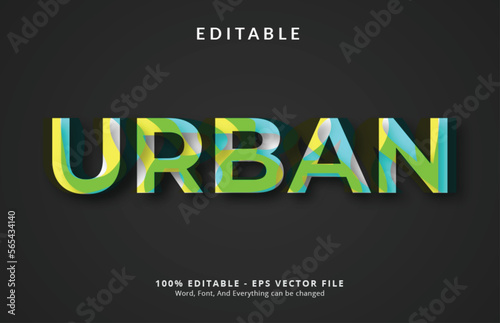 Editable text effect, Urban text on inline cut style, poster design