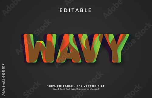 Editable text effect, Wavy text on inline wavy cut style design