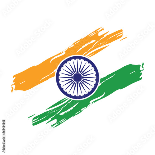 Indian flag brush stroke tricolor with Ashok chakra vector illustration eps