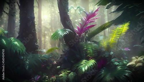  4K  Beatiful Closeup of an outerspace Forest AI