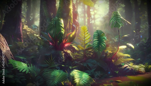 (4K) Beatiful Closeup of an outerspace Forest AI