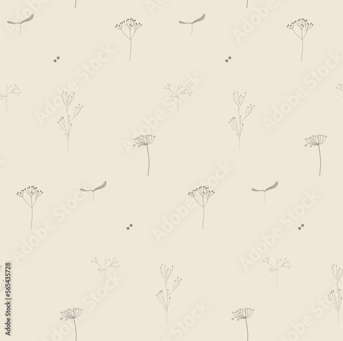 Seamless pattern. Floral set of the dry herbs