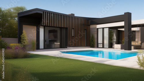 Wallpaper Mural modern house in the suburbs, luxurious, in the middle of the environment, Generative AI Torontodigital.ca