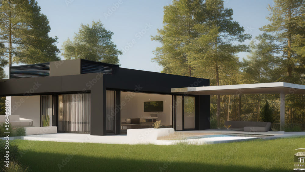 modern house in the suburbs, luxurious, in the middle of the environment, Generative AI modern house in the suburbs, luxurious, in the middle of the environment, Generative AI