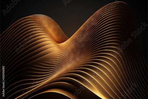  a computer generated image of a wavy pattern on a black background with a gold hued color scheme and a black background with a gold tone. generative ai