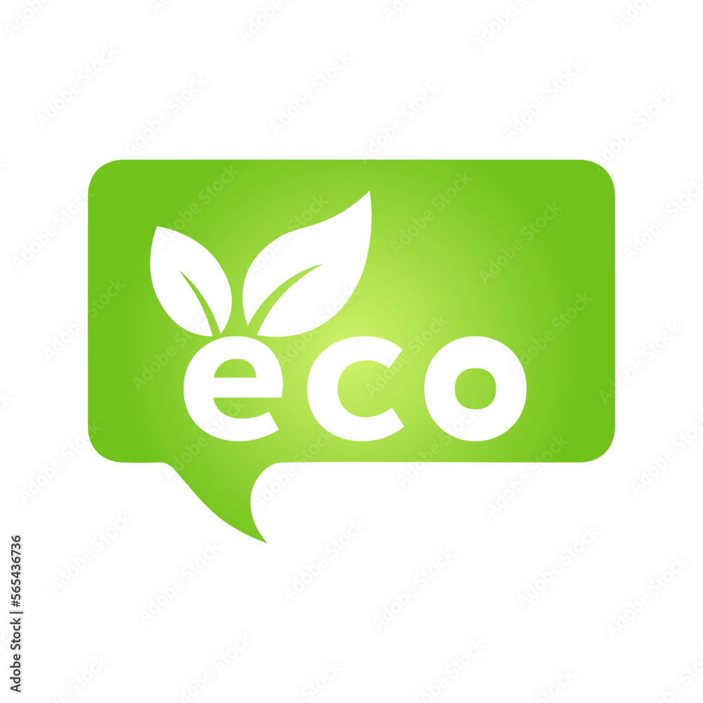 Obraz premium Eco green cloud speech bubble icon Bio nature green eco symbol for web and business