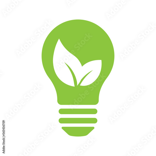 Eco green leaf icon in light bulb Bio nature green eco symbol for web and business