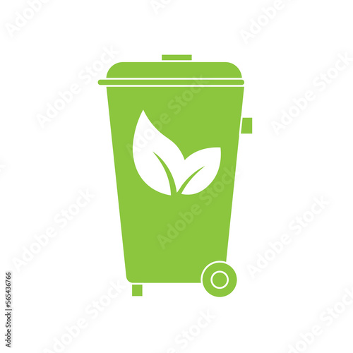 Eco recycle sign on trashcan Caution Special disposal required