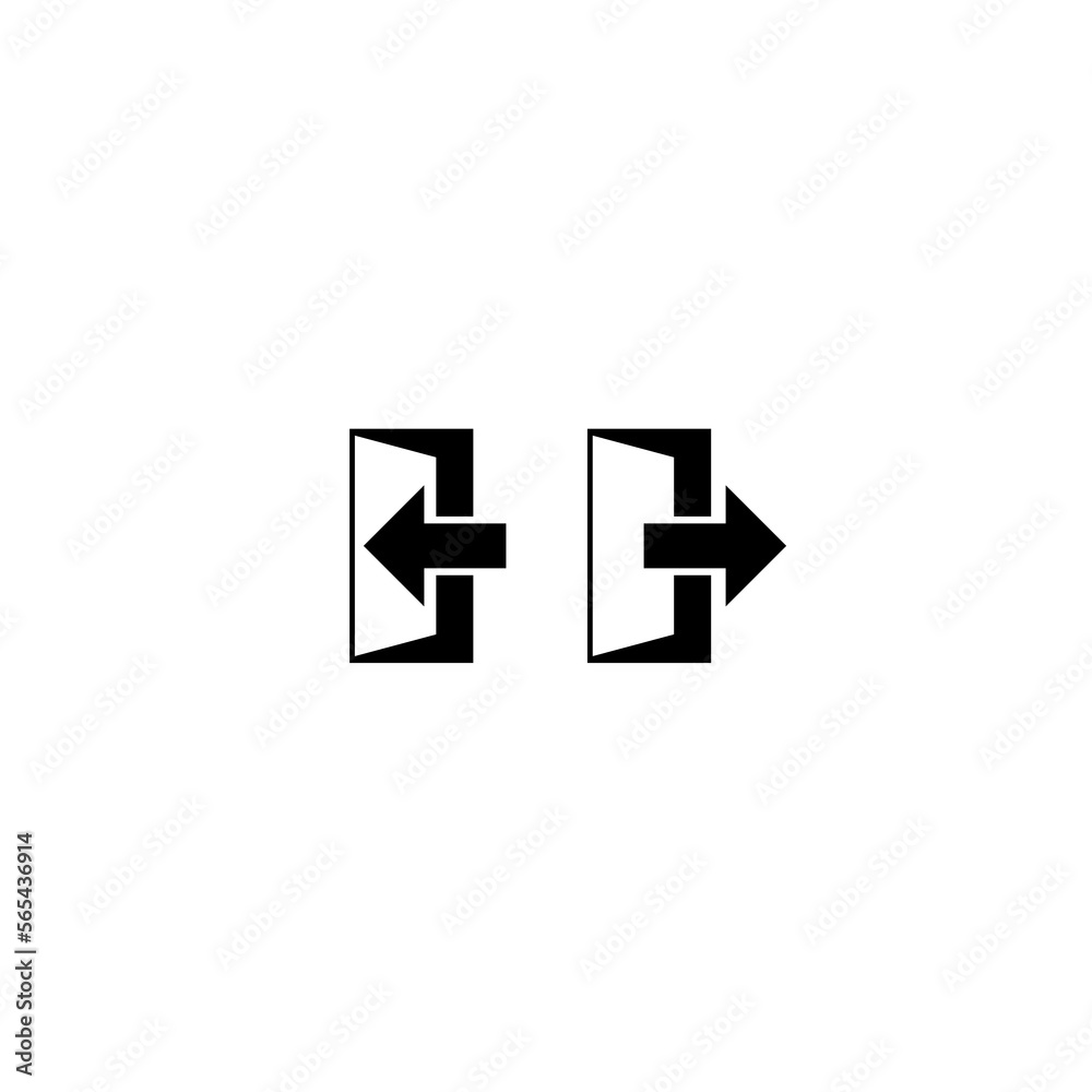 Exit and enter door with arrow symbol isolated on white background Exit and enter door with arrow symbol isolated on white background