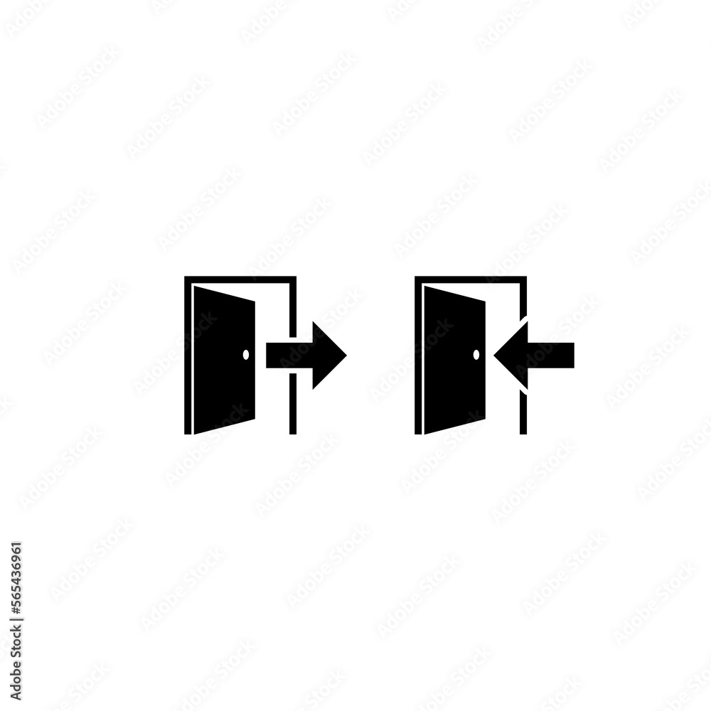Exit and enter door with arrow symbol isolated on white background Exit and enter door with arrow symbol isolated on white background