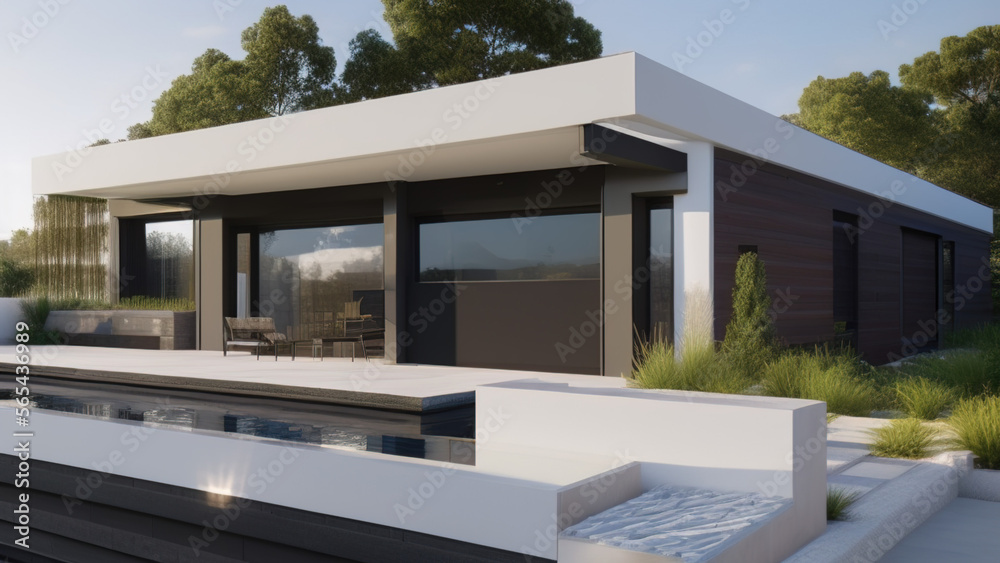 modern house in the suburbs, luxurious, in the middle of the environment, Generative AI modern house in the suburbs, luxurious, in the middle of the environment, Generative AI