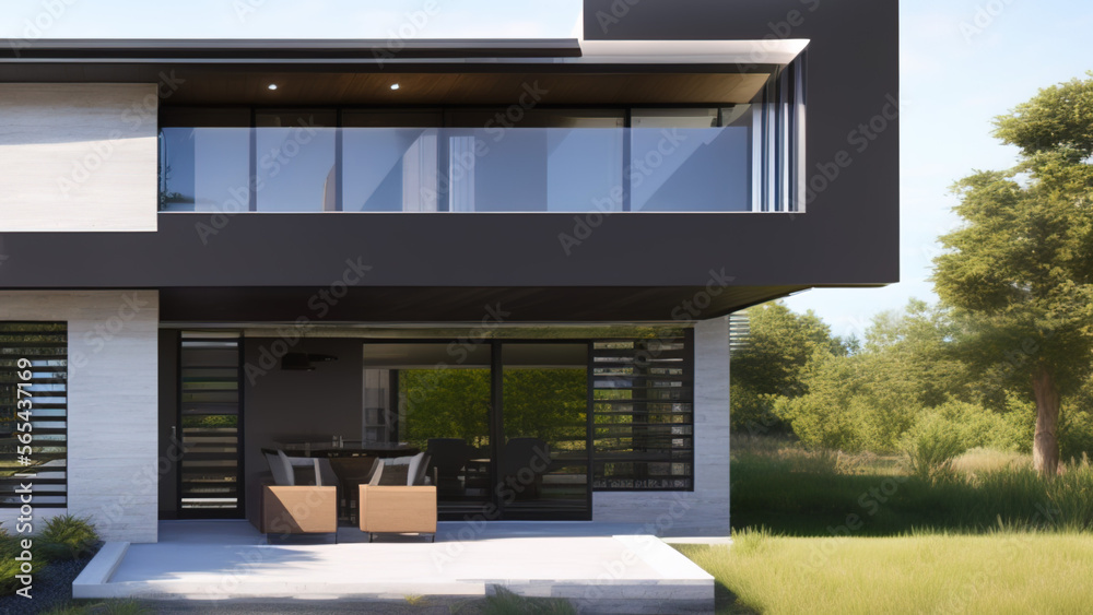 modern house in the suburbs, luxurious, in the middle of the environment, Generative AI modern house in the suburbs, luxurious, in the middle of the environment, Generative AI