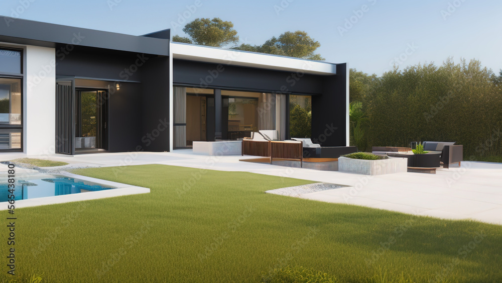 modern house in the suburbs, mansion, luxurious, in the middle of the environment, Generative AI modern house in the suburbs, mansion, luxurious, in the middle of the environment, Generative AI