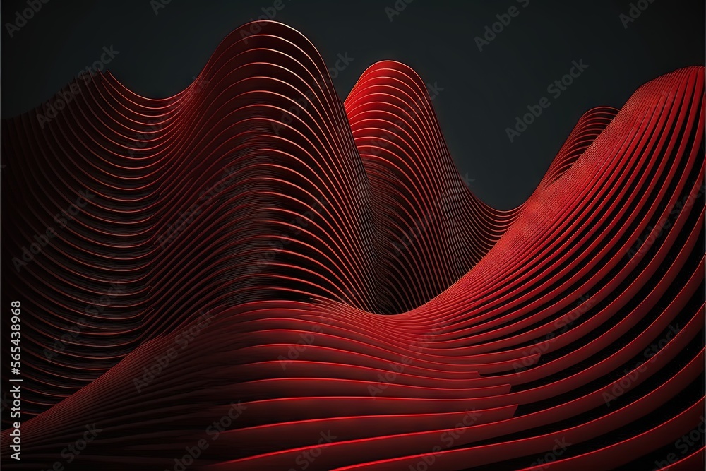a red abstract background with wavy lines and a black background with a ...