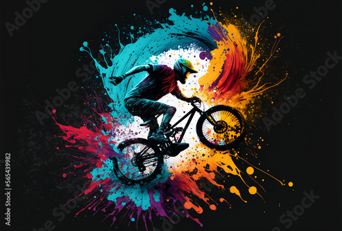 BMX stunt a colorful abstract desktop background фототапет