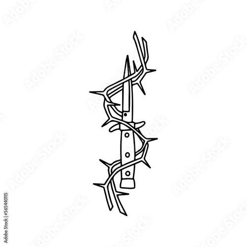 knife vector illustration with barbed wire concept