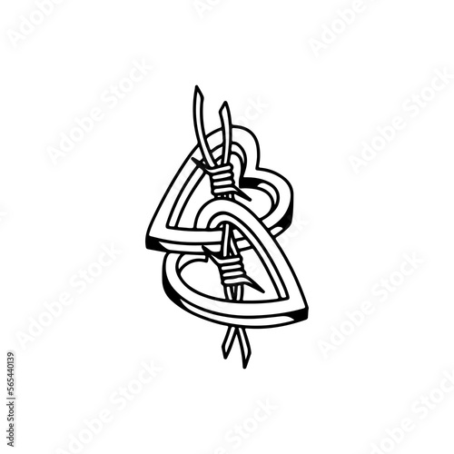 barbed wire vector illustration with heart concept