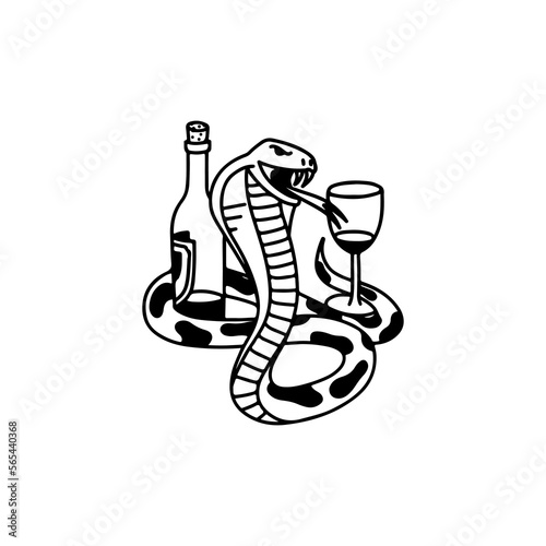 cobra vector illustration with drink concept