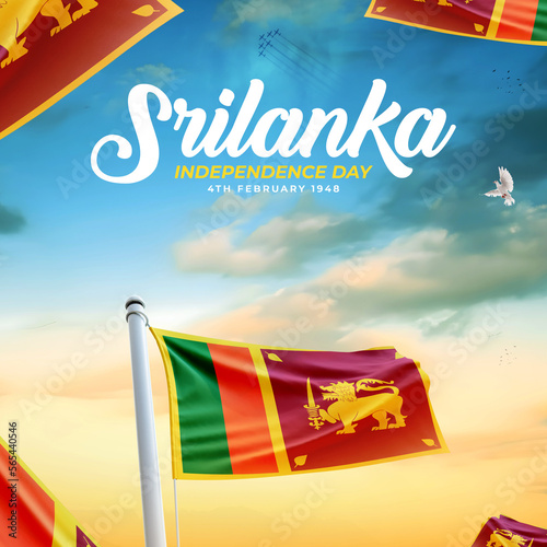 Srilanka Independence Day Poster On a blue sky background.