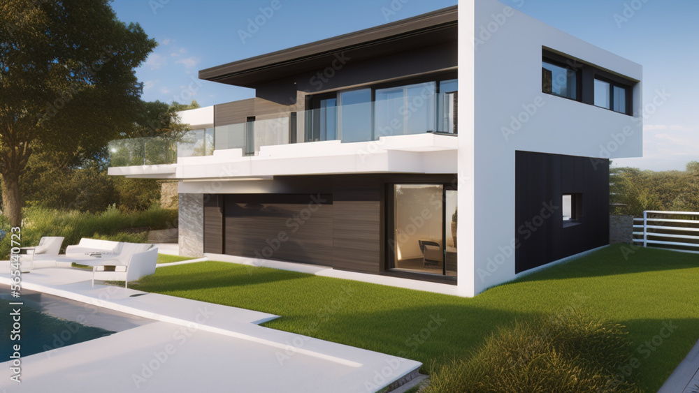 modern house in the suburbs, mansion, luxurious, in the middle of the environment, Generative AI modern house in the suburbs, mansion, luxurious, in the middle of the environment, Generative AI